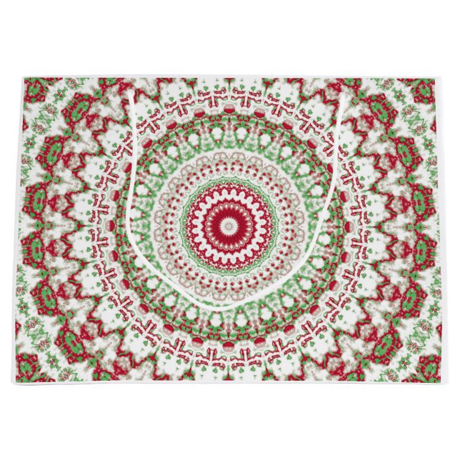 Sacola Para Presentes Grande Groovy Funky Tie Dye Christmas Boho Hippie Mandala (Frente)