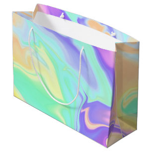 Sacola Para Presentes Grande Groovy Retro Tie Dye Pastel Marble Swirl