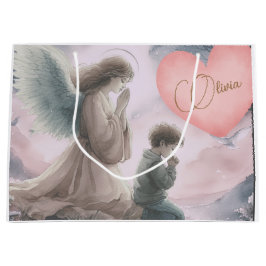 Sacola Para Presentes Grande Guardian Angel e Criança Rezando Juntos
