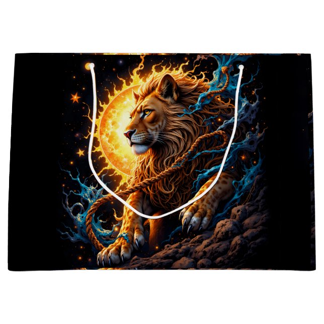 Sacola Para Presentes Grande Guardian of the Solar Threshold – Lion of Balance  (Frente)