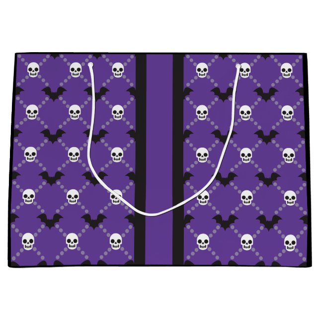 Sacola Para Presentes Grande Gucci Skulls! Bolsas Purple Halloween Designer (Frente)
