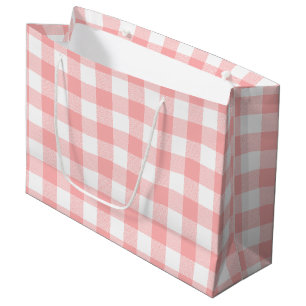 Sacola Para Presentes Grande Guingão cor-de-rosa