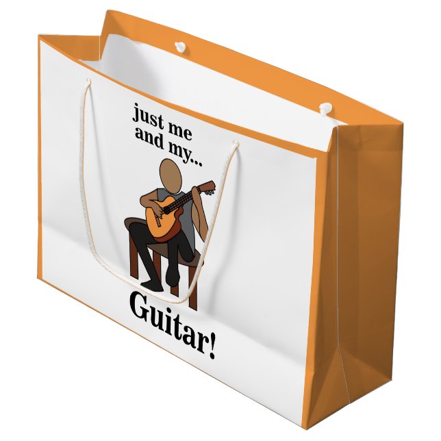 Sacola Para Presentes Grande Guitarist Playing Guitar Birthday (Frente inclinada)