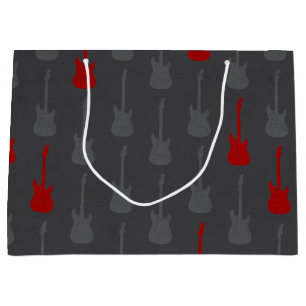 Sacola Para Presentes Grande Guitarra Elétrica Clássica Grungy bolinhas cinza v
