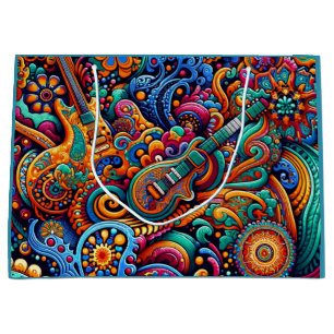 Sacola Para Presentes Grande Guitarras no estilo mandala batik