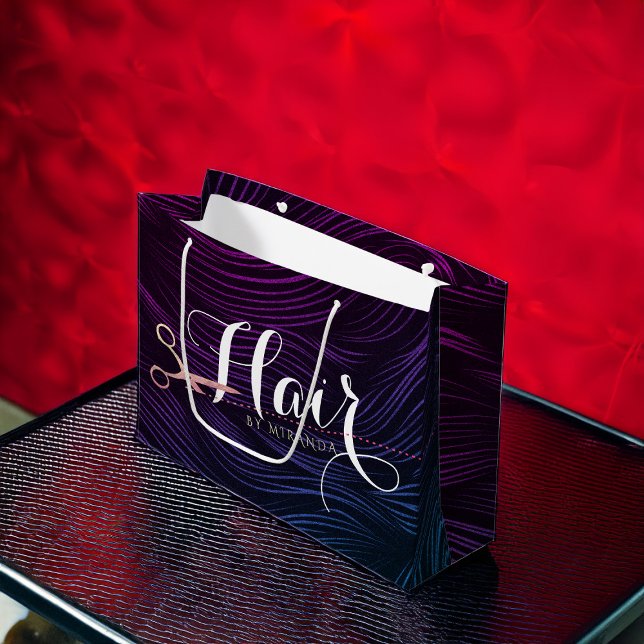 Sacola Para Presentes Grande Hair Stylist Hairdresser BeauRosa Dourada Tesoura (Criador carregado)