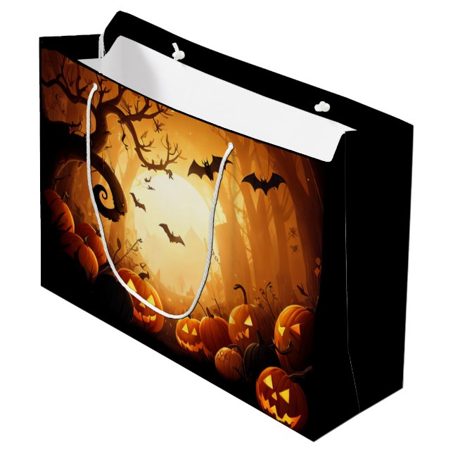 Sacola Para Presentes Grande Halloween/Bat/Pumpkin/Fall (Frente inclinada)