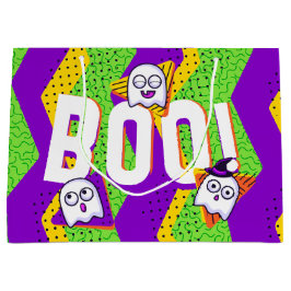 Sacola Para Presentes Grande Halloween BOO Ghosts Green Party Bag