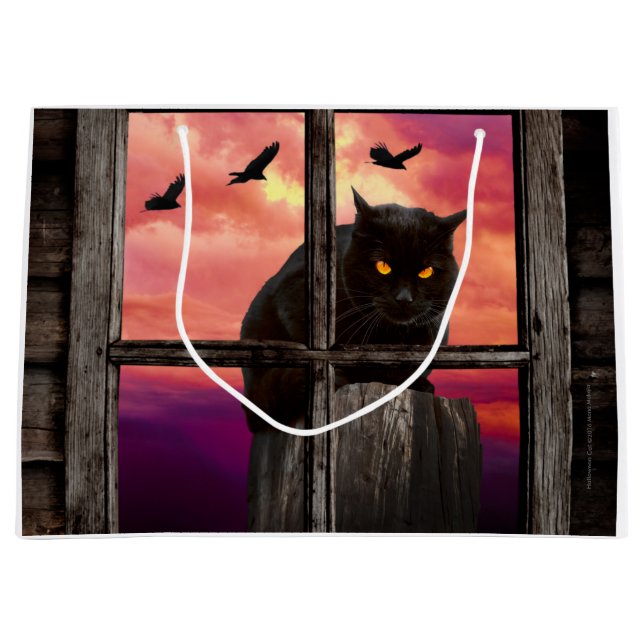 Sacola Para Presentes Grande Halloween Cat (Frente)