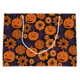 Sacola Para Presentes Grande Halloween Floral