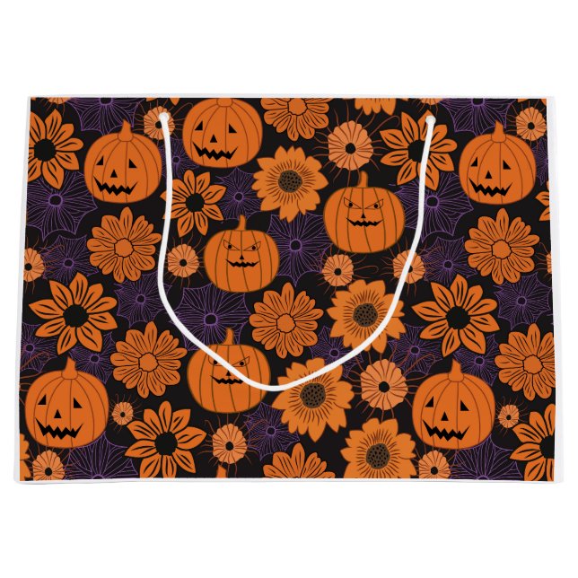 Sacola Para Presentes Grande Halloween Floral (Frente)