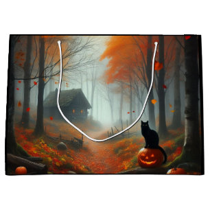 Sacola Para Presentes Grande Halloween/outono/Outono/Abóbora/gato