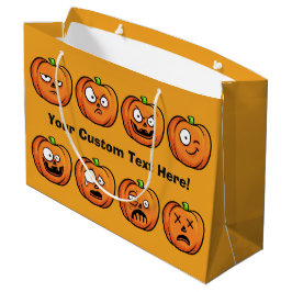 Sacola Para Presentes Grande Halloween Pumpkins texto personalizado grande