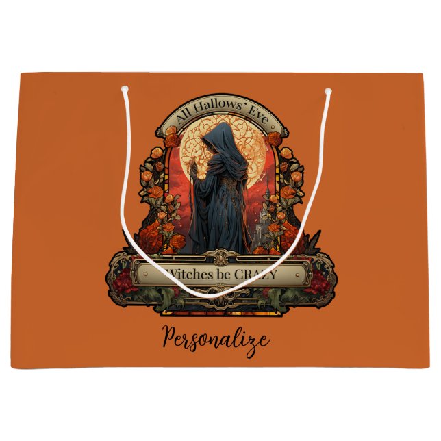 Sacola Para Presentes Grande Halloween Scary Wity Engraçado Citação Personaliza (Frente)