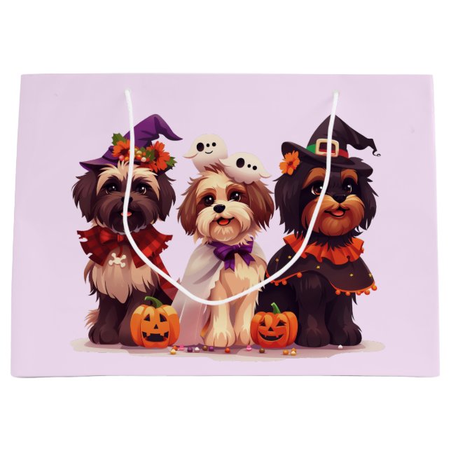 Sacola Para Presentes Grande Halloween Shih Tzu Dogs (Frente)