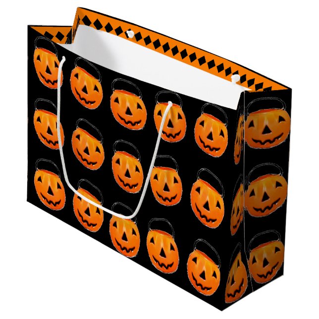 Sacola Para Presentes Grande Halloween Trick or Treat Pumpkins (Frente inclinada)