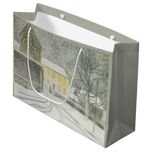 Sacola Para Presentes Grande Halstead Road em Snow (por Eric Ravilious) (Frente inclinada)
