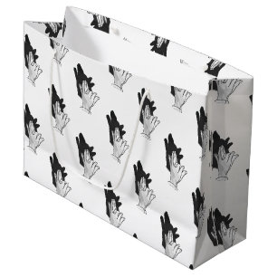 Sacola Para Presentes Grande Hand Silhouette Wolf