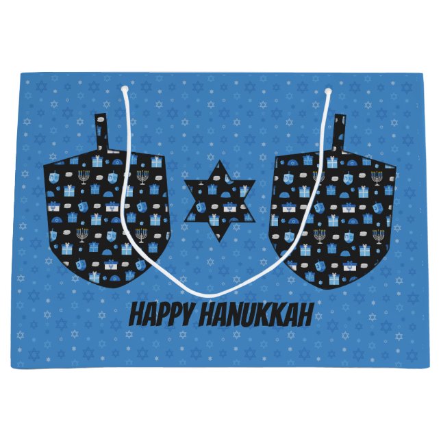 Sacola Para Presentes Grande Hanukkah Dreidel Cutout (Frente)
