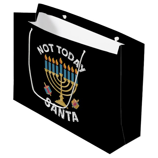 Sacola Para Presentes Grande Hanukkah Hoje Não Papai noel o judeu Chanukah (Frente inclinada)