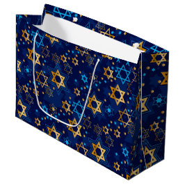 Sacola Para Presentes Grande Hanukkah Menorah Blue Star Jewish