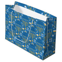 Hanukkah Menorah Blue Star Jewish Grande Bag