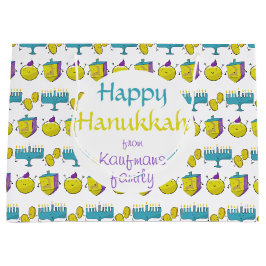 Sacola Para Presentes Grande Hanukkah moderno engraçado adiciona seu nome perso