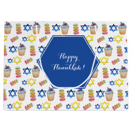 Sacola Para Presentes Grande Hanukkah Watercolor Personalizado