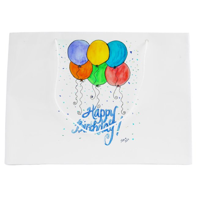 Sacola Para Presentes Grande Haoooy Birthday Balloons (Frente)
