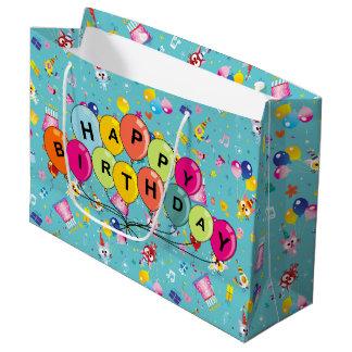 Sacola Para Presentes Grande Happy Birthday Balloons