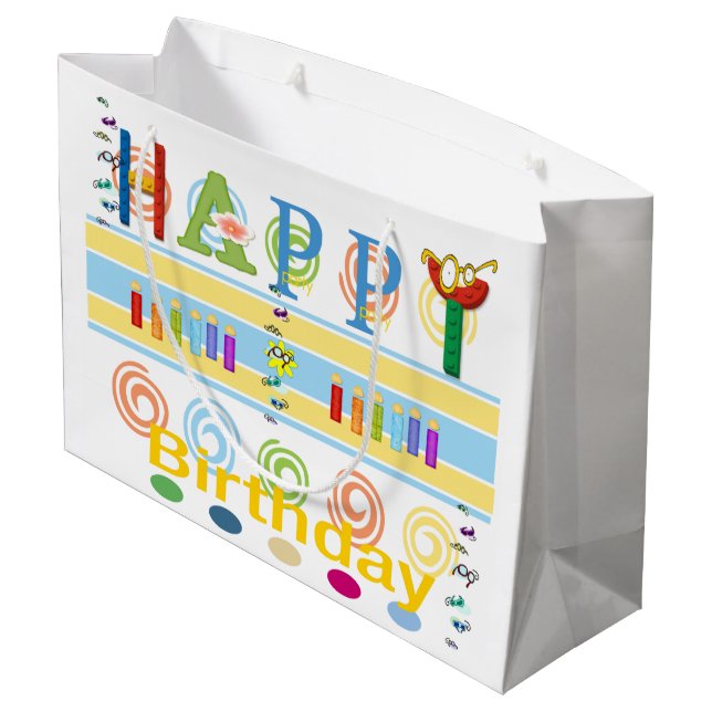 Sacola Para Presentes Grande Happy Birthday Gift Bag EyeGlasses (Verso inclinado)