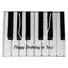 Sacola Para Presentes Grande Happy birthday piano keys