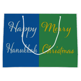 Sacola Para Presentes Grande Happy Hanukkah Merry Christmas Dual Holiday