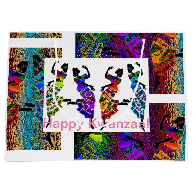 Sacola Para Presentes Grande Happy Kwanzaa (Frente)