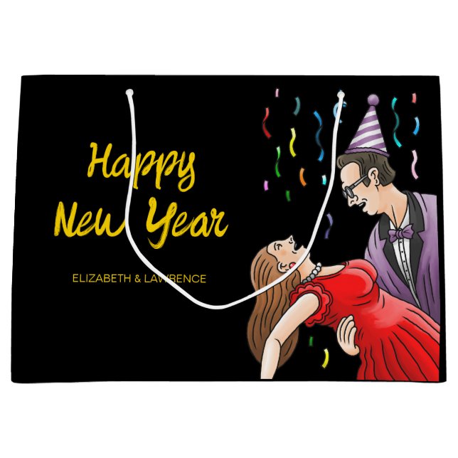 Sacola Para Presentes Grande Happy New Year (Frente)