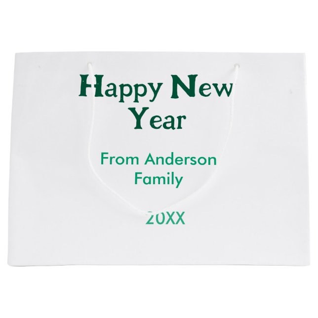 Sacola Para Presentes Grande Happy new year green add family name year simple  (Frente)