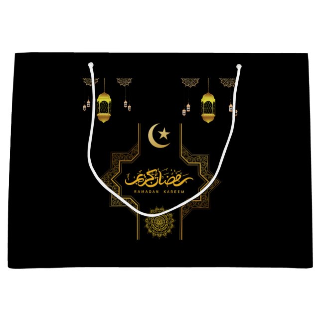 Sacola Para Presentes Grande Happy Ramadan Kareem -Eid Mubarak Wishes  Holiday  (Frente)