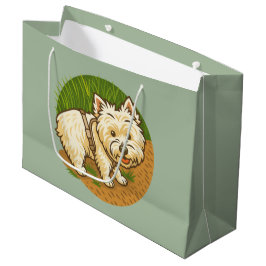 Sacola Para Presentes Grande Happy Westie on Nature Trail
