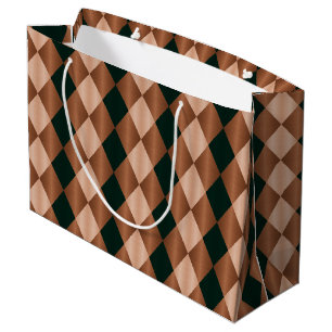 Sacola Para Presentes Grande Harlequin dobrado, Brown-Black-GIFT BAG L