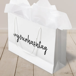 Sacola Para Presentes Grande Hashtag Personalizada Na moda moderno minimalist