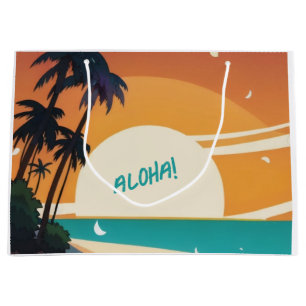 Sacola Para Presentes Grande Havaiano/Aloha/Tropical/praia