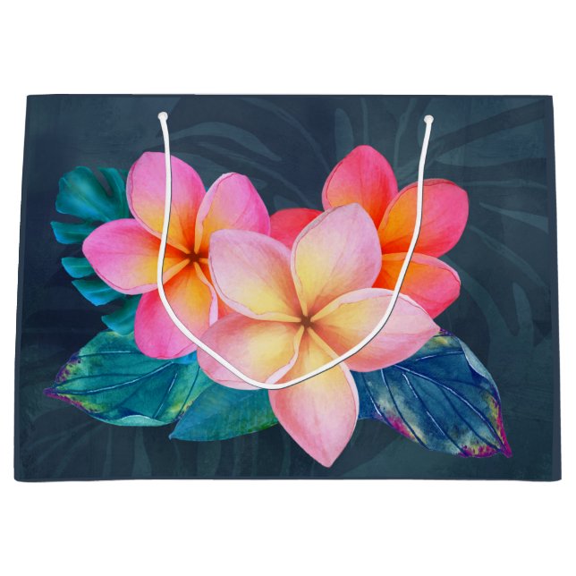 Sacola Para Presentes Grande Hawaiian Sunrise Plumeria Large Gift Bag (Frente)