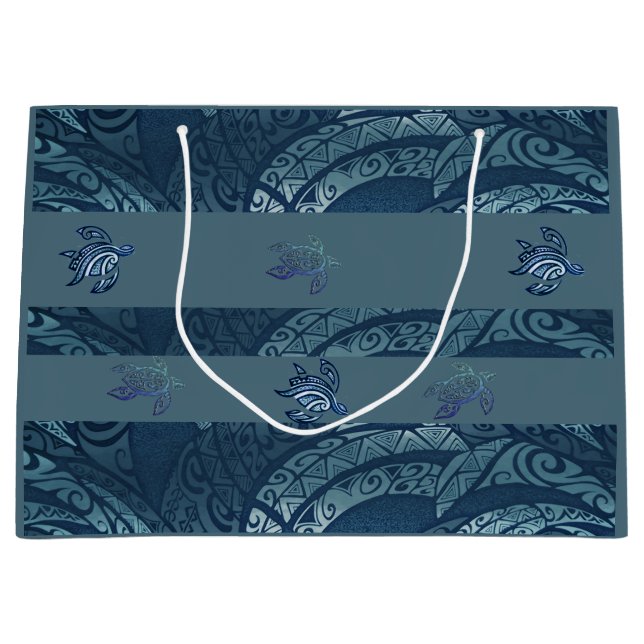 Sacola Para Presentes Grande Hawaiian Tapa e Honu Gift Bag (Frente)