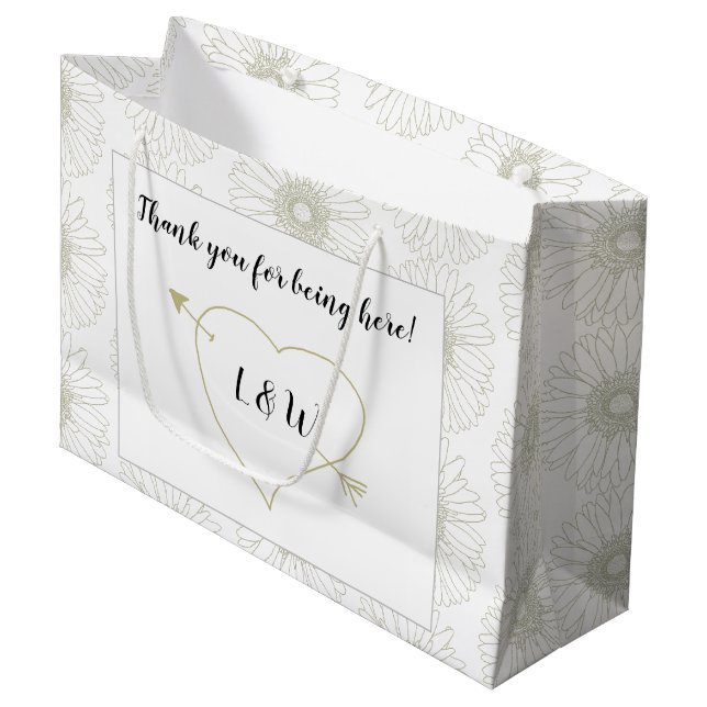 Sacola Para Presentes Grande Heart n Daisy Wedding Guest Bag (Frente inclinada)