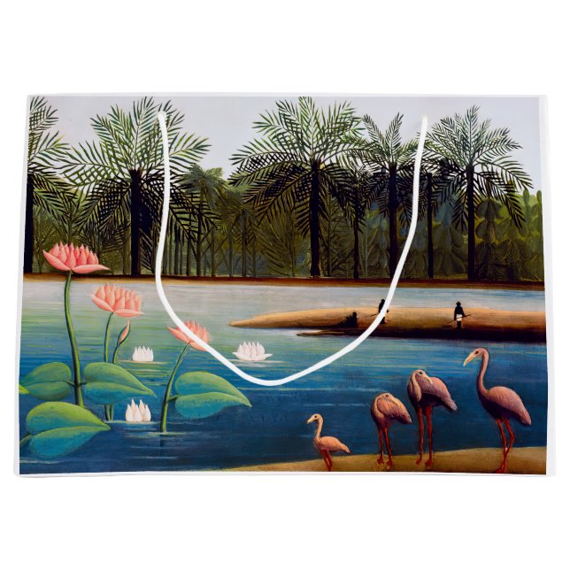 Sacola Para Presentes Grande Henri Rousseau - Os Flamingos (Frente)
