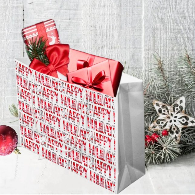 Sacola Para Presentes Grande HH Against Snow (This cheerful, looking gift bag design, is uplifting, and gets you ready for the holidays!)