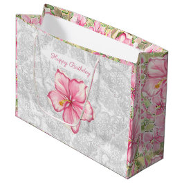Sacola Para Presentes Grande Hibiscus & Lace PINK