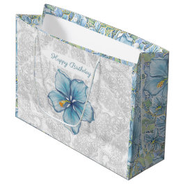 Sacola Para Presentes Grande Hibiscus & lace TURQUOISE