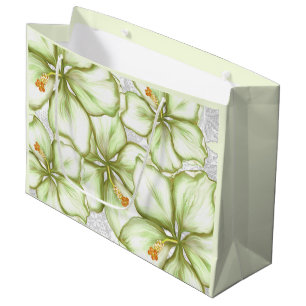 Sacola Para Presentes Grande Hibiscus & lace WHITE