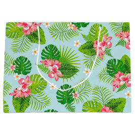 Sacola Para Presentes Grande Hibiscus Palm Gift Bag Rosa